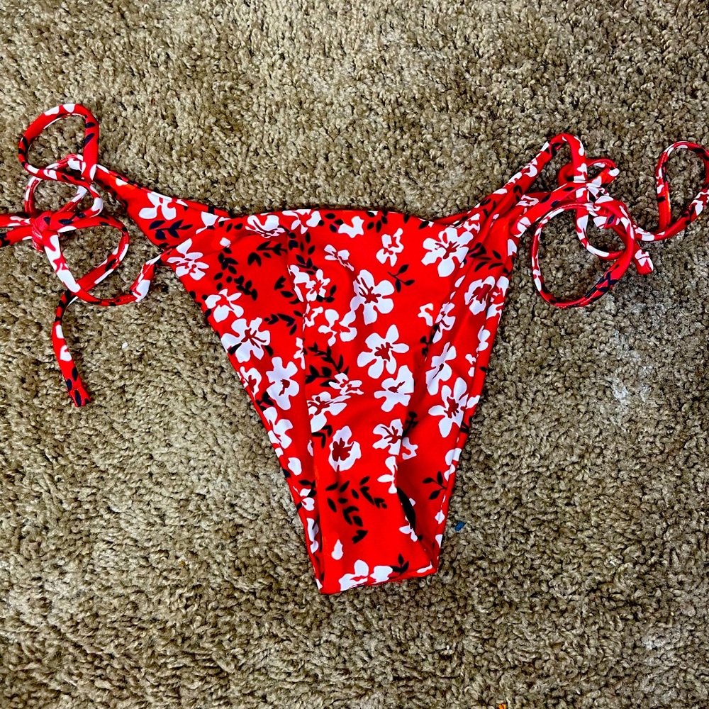 Red flower swim bottoms